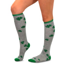TeeHee St. Patricks Day Cotton Knee High Socks for Women 3-Pack (Shamrock)