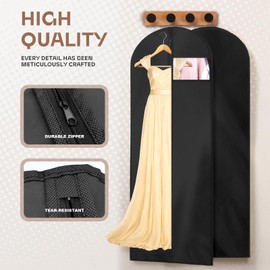 AMFUN Dress Bag,Full Length Travel Suit Bag with Zipper, Dust-proof Clothes Covers Protector Bags,Gown Garment Bag for Long Dresses, 180×60 cm (Black)