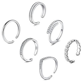 Zolure Toe Rings for Women Stainless Steel Silver Toe Ring