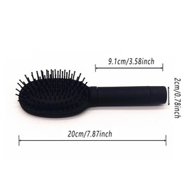 AIMALL Multifunctional Security Hairbrush, Hidden Compartment for Jewelry and Money, Non-Slip Handle, Detangle & Smooth, 7.87 Inch Black