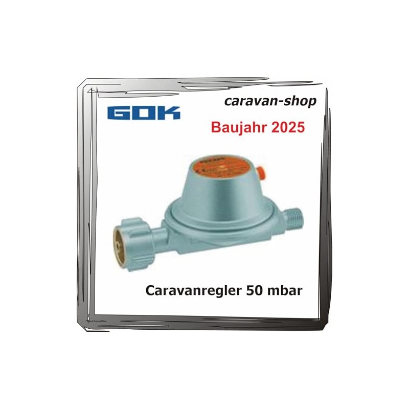 GOK Pressure Regulator for Caravan/Motorhome 50 mbar + Hose 40