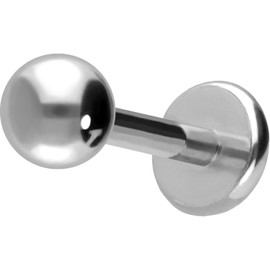 PIERCINGLINE Titanium Labret with Push Fit Ball Piercing Ear Helix Tragus Conch Choice of Colours and Sizes, Titanium