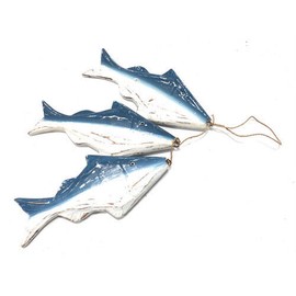 Tikimaster Garland w/ Cluster Of 3 Fish 15" - Blue Coastal Accent | #ort17026s3b