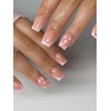 24-Piece Press On Nails, Square Short French Tips with Pink