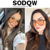 SODQW Retro Oversized Aviator Sunglasses for Women Men Square Double