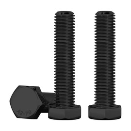 Drenky M8 Screws, Pack of 10 Black Hex Bolts DIN933 Full Thread Bolts Stainless Steel A2 V2A M8 x 35 mm Machine Screws for Furniture Repair, Automotive and Machine Assembly