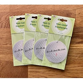 Round Golf Lovers Air Freshener - Fun Message and Golf Ball Design - Unique Birthday Gift for Him/Her - Made in UK (4)