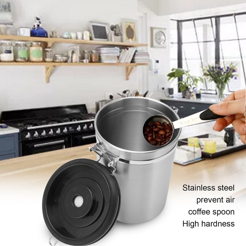 Coffee Bean Storage Stainless Steel Airtight Container Coffee with 30ml