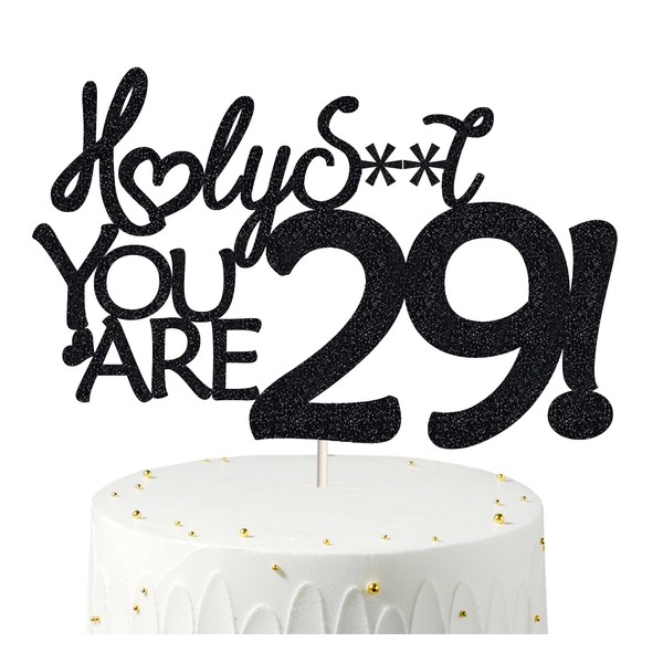 Decoración para tartas de cumpleaños 29, 29 decoraciones para tartas de cumpleaños, purpurina negra, divertida decoración para tartas 29 para hombres, 29 decoraciones para tartas para mujeres, decoraciones de cumpleaños 29, decoración para tartas de cump