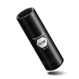 PGROUP 3/8” Drive Deep Impact Socket, SAE(11/16 Inch socket), 6-Point, Cr-V Steel With Black Manganese Phosphate Coating
