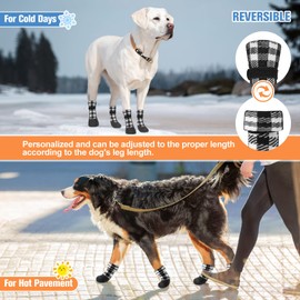 BEAUTYZOO Anti Slip Dog Socks Boots, Dog Shoes for Hot/Cold Pavement Snow Rain Days,Waterproof Grip Dog Booties Paw Protector for Hardwood Floor, Prevent Licking for Small Medium Large Senior Old Dogs