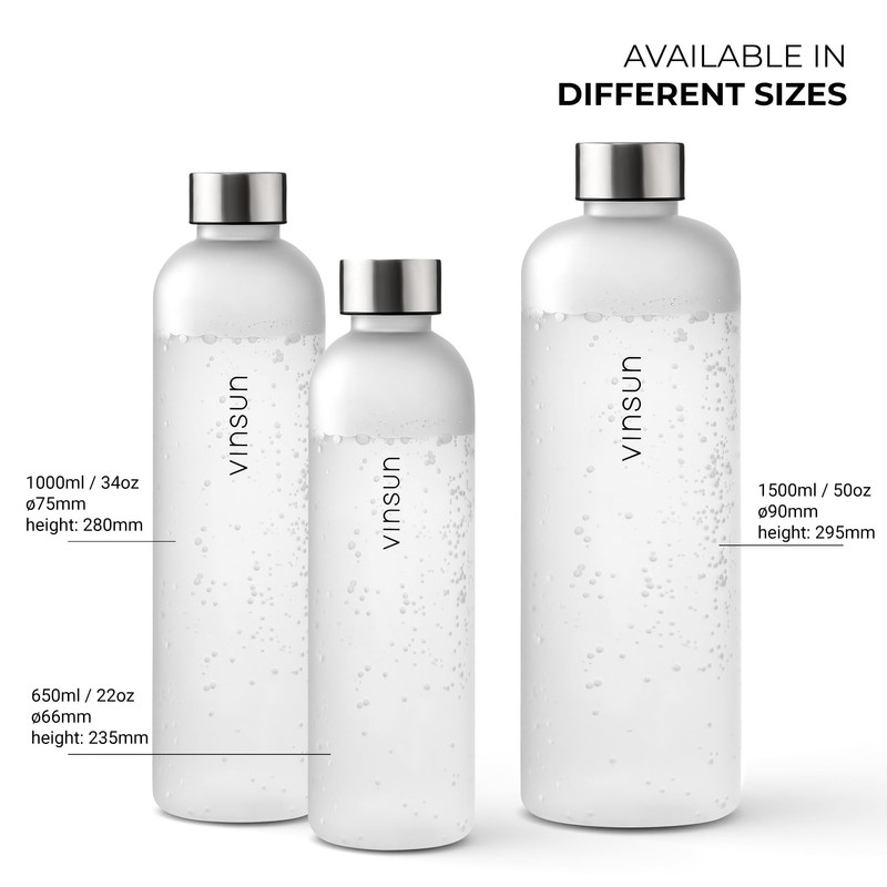 VINSUN Water Bottle 1L, Leak-proof Water Flask, BPA free, Reusable,