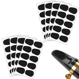 Heclia 80PCS Saxophone and Clarinet Mouthpiece Cushion, 0.8 mm Alto Saxophone Mouthpiece Pads Sticky Mouthpieces Patches for Beginners Musicians, Oval Sillicone Sax Mouthpieces Accessories