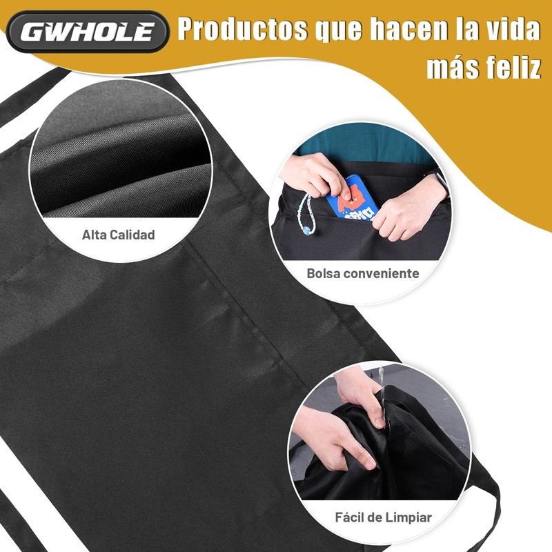 GWHOLE 3 piezas Delantales de Cintura Delantal Corto con 3