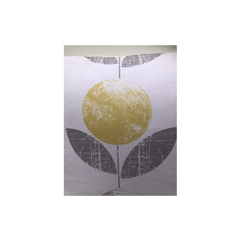 1 x Scandinavian Flower Ochre Yellow Grey Natural Cushion Cover