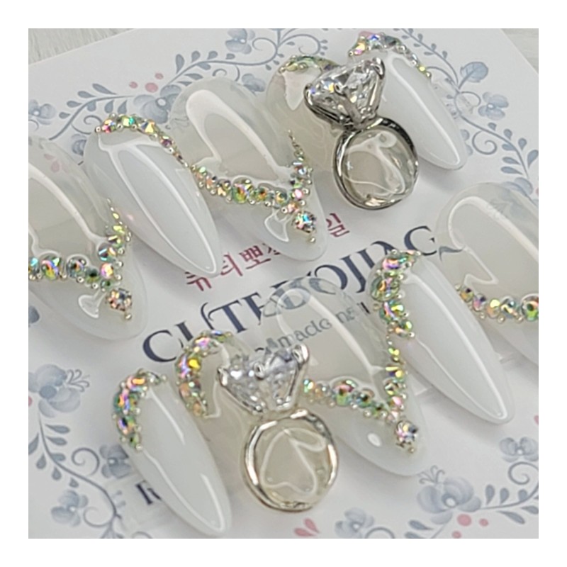 Marriage Glam Handmade Nail Tips - Oval S / 메리지