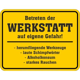 Funny decorative tin sign for the workshop