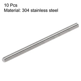 sourcing map 10Pcs M3 x 50mm Fully Threaded Rod 304 Stainless Steel Right Hand Threads,M3-0.5 Thread Pitch