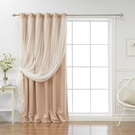 Best Home Fashion Lace Tulle Overlay Blackout Curtains 80" W x 84" L