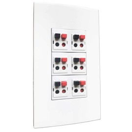 diyTech Premium 6 Speaker Wall Plate, Supports 6 Speaker Configurations, 1 Gang Screwless - White