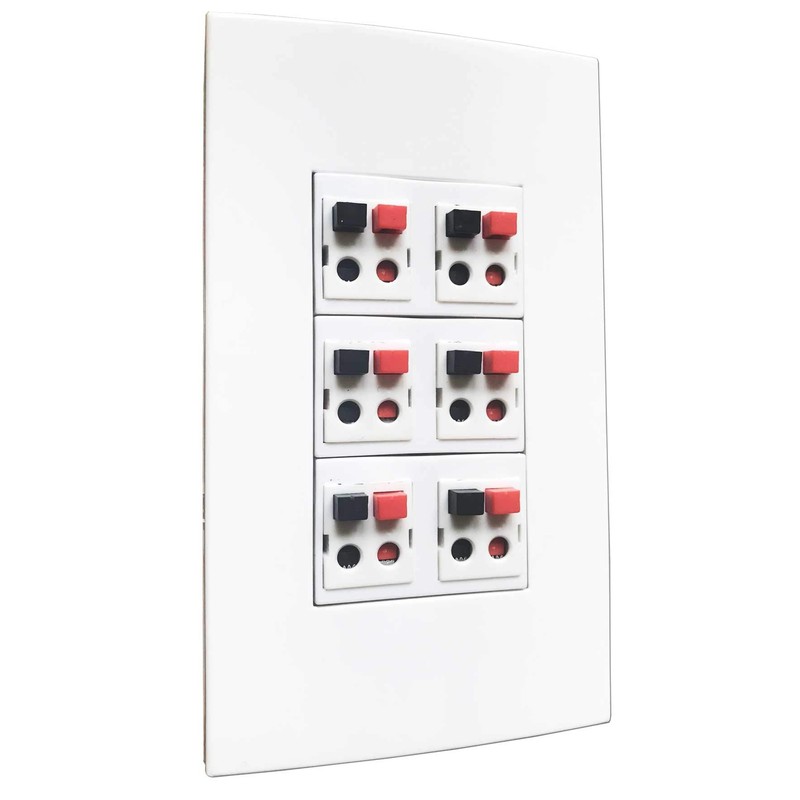 diyTech Premium 6 Speaker Wall Plate, Supports 6 Speaker Configurations,