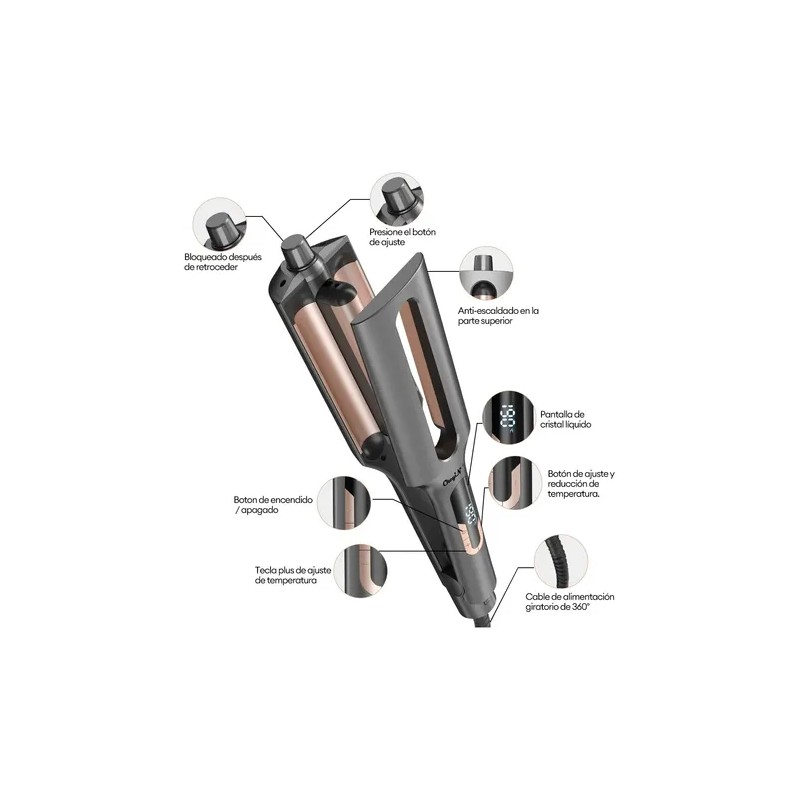 Waflera Cabello Rizador De Pelo Tenazas Profesional 20-32mm