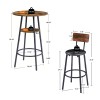 3PCS Pub Dining Set 2-Layer Round Bar Table 2X PU