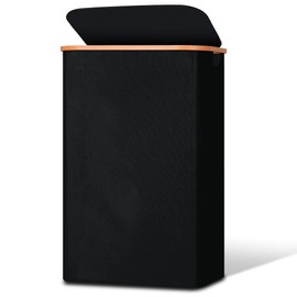 Vincona Slim Laundry Basket with Lid, Narrow Dirty Clothes Hampers for Laundry with ABS Handle, Skinny Laundry Bin for Laundry Room, Dorm, Bedroom and Bathroom, 26.4 Gallon (100L) Black