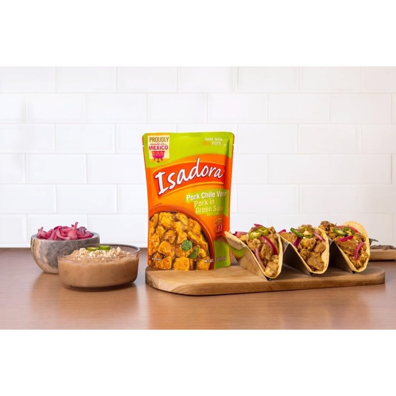 Isadora Fully Cooked Pork Chile Verde 15 oz, Ready-to-eat, no