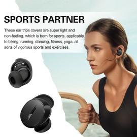 [3 Pairs] Ear Tips Covers for Bose New QuietComfort Earbuds (2024), Silicone Sport Ear Hook Cover Accessories for Bose New QC Earbuds, Anti-Slip Replacement Eartip Fit Kit (S,M,L) (Black)