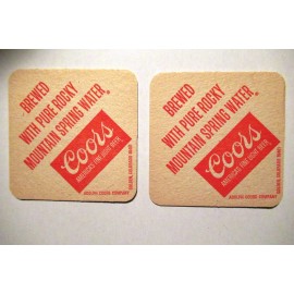 Coors 2 Vintage 1970s era Adolf Coors Beer Coasters NOS America's Rocky Mountain Water
