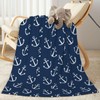 Duduho Nautical Anchor Navy Blue Bed Blanket Ultra Soft Throw