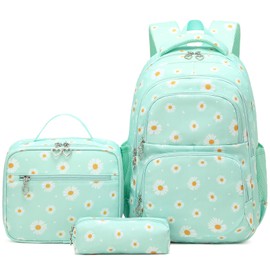 Createy Daisy Printed School Backpack for Girls Elementary Primary School Bag Teens Bookbags Kids Backpack Set