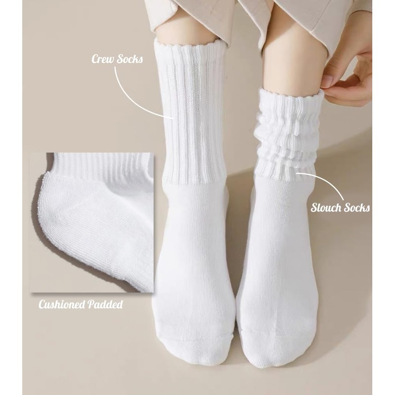 Fszsaa Crew Socks For Women Multipairs Cotton Cushioned Athletic Socks