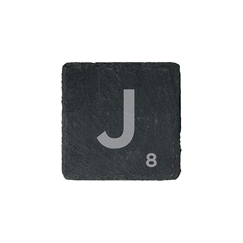 eBuyGB Scrabble Drinks Coasters, Square Slate Coaster, Individual Alphabet Letters,
