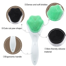 Beomeen Silicone Face Scrubber Exfoliating Brush, 2 Pack Manual Handheld Facial Cleansing Brush Blackhead Scrubber, Soft Bristles Waterproof for Face Skincare (Green,Black White)