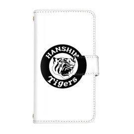 Sumatsu miraie f KYV39 Compatible Case Notebook Type Suma Bar Card Holder Hanshin Tigers Goods Tiger Character Stand Strap Hole Shock Resistant Stylish Miraie au KYV39 (N. Team Logo (White x Black)
