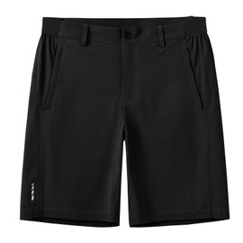 YSENTO Men's Golf Shorts 9 Inches Dry Fit Stretch Flat Front Dress Work Hiking Shorts Zipper Pockets Black 38