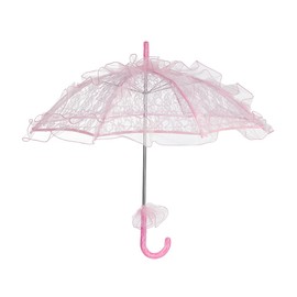 Hamibus Kids Lace Parasol Umbrella – 24 Inch Vintage Ruffle Umbrella for Girls, Princess Style Lace Sunshade for Wedding, Photoshoot, Tea Party, Dress Up (Pink)