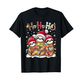 Christmas Outfit Sloth Christmas Pyjamas Sloth T-Shirt, black