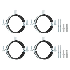 QUARKZMAN Pack of 4 Adjustable Pipe Holder Clamps, 3 Inch (76 mm) Wall and Ceiling Mounting Split Ring Pipe Holder Made of Hot-Dip Galvanised Iron Pipe Clamp Holder for Piping Pipe