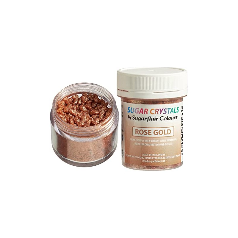 Sugarflair Sugar Crystals Rose Gold, Oro Rosa, Sprinkles Commestibili, Decorazioni