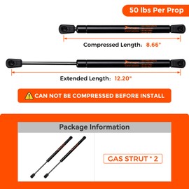 C16-12104 12 inch 50 lbs Gas Strut Shocks Lift for Leer Camper Shell ATC Snugtop Pickup Truck Canopy Side Rear Window Replacement Parts Cabinets Door Support, 12" Gas Spring by PAMAGOO 2 Pack