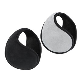Shengxi Fleece Earmuffs, Pack of 2, Ear Muffs, Ear Warmers, Men's Winter Accessories for Men and Women (Black Grey), Black, grey.