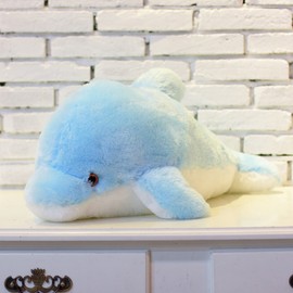 Zinsale 7 Colour Changing LED Brighten Filled Dolphin Toy Plush Cushion Plush Toys Night Light (Blue, 45 cm)