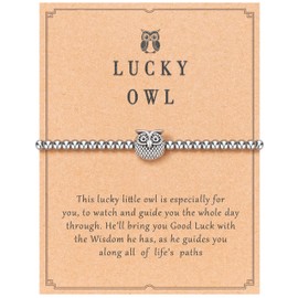 WATEFOER Women's Silver Bead Bracelet with Horse/Owl/Turtle/Dragonfly/Butterfly Pendant, Adjustable Friendship Bracelets, Fashion Jewellery, Gifts for Women and Girls, One size, Metal, No Gemstone