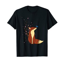 Cute Fox Cherry Blossom Design Japanese Wildlife Lover T-Shirt