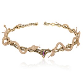 CoTeeZa Medusa Crown of Thorns - 7.8" Gold Snake Thorn Headdress for Greek Goddess, Gothic Queen Elven Circlet Medusa Headpiece for Renfaire Halloween Cosplay Accessories