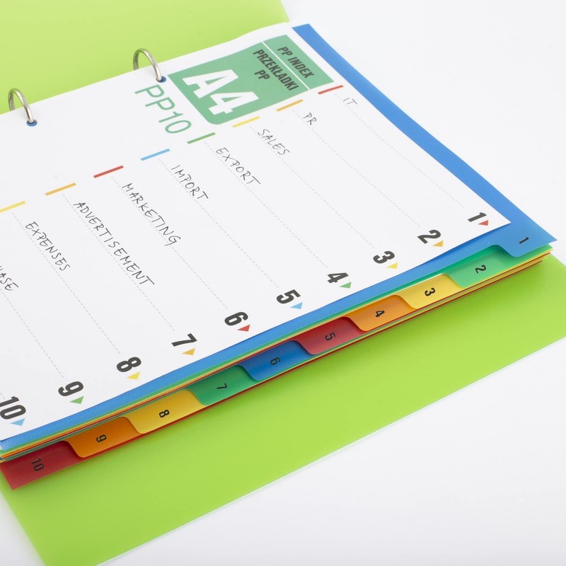 D.RECT Index for A4, PP10, 10 Dividers, Ring Binder, Tabs