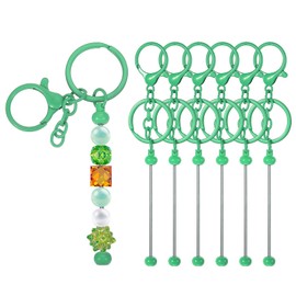 PATIKIL 6 Pcs Beadable Keychains Bars, Metal Beaded Keychain Blanks Bulk Making Supplies Kit with Lobster Hook for Pendant DIY Art Crafts, Dark Green